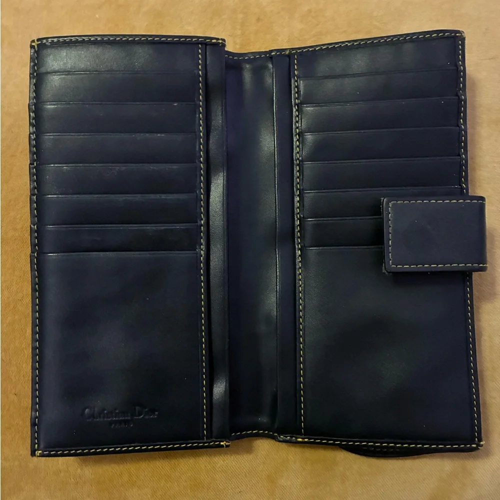 Dior Navy and White Patterned Women's wallet.